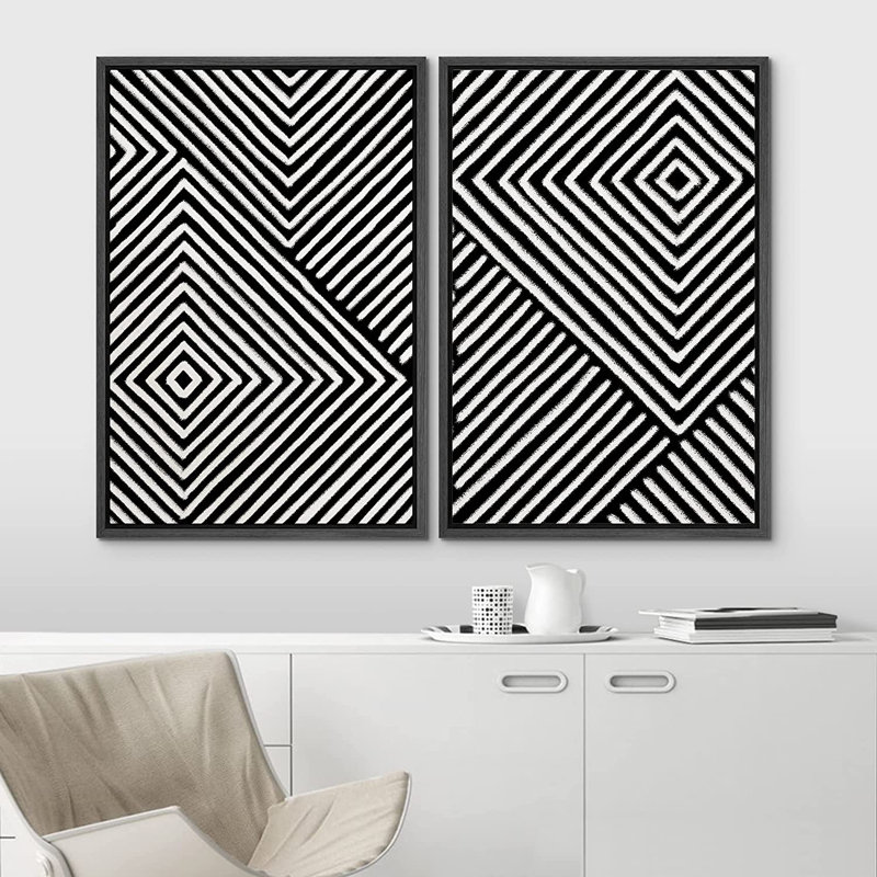 IDEA4WALL 3D Illusion Effect Black And White Geometric Modern